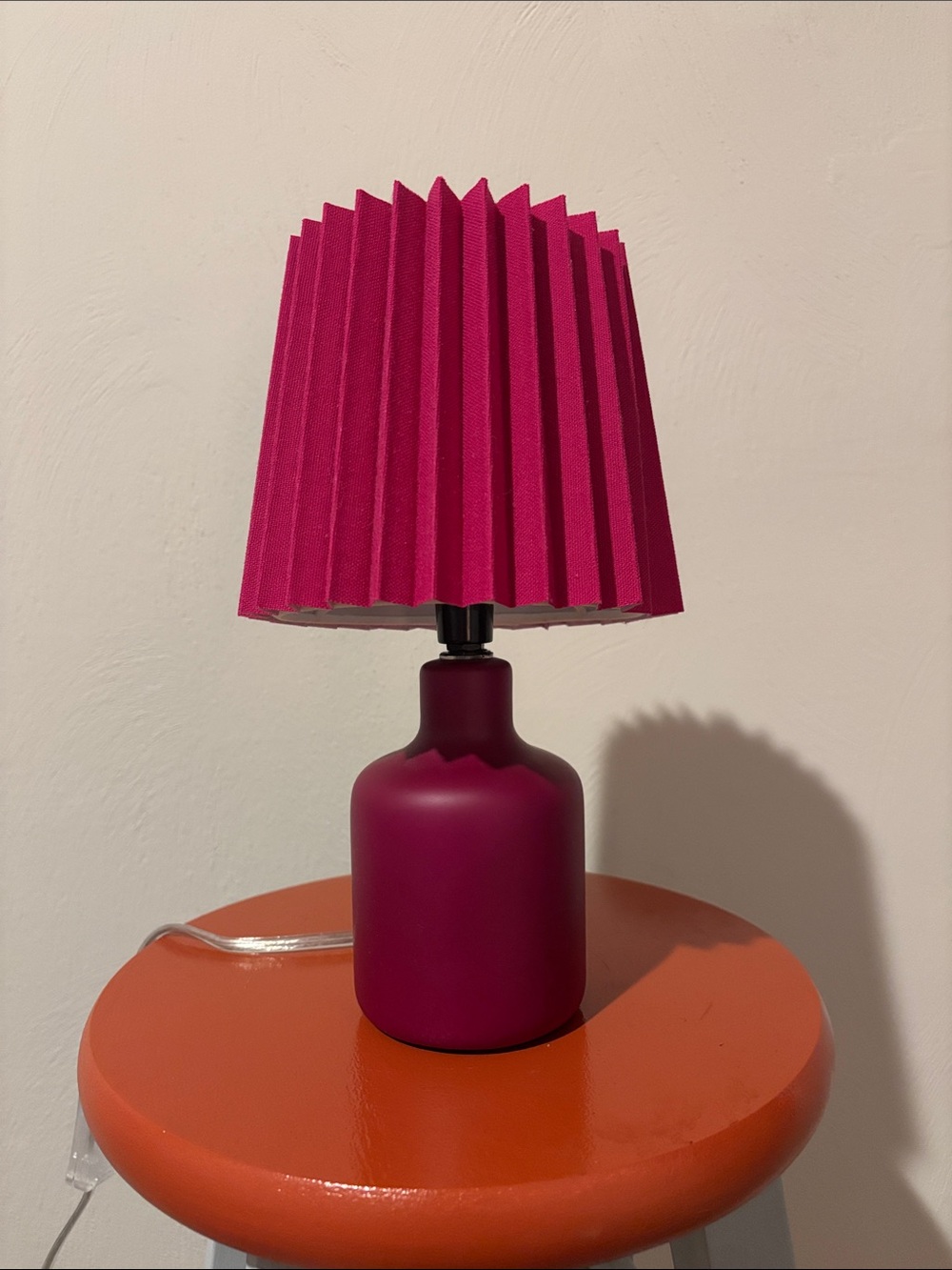 Magenta Pleated Shade Table Lamp